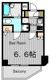【間取】　居室とキッチンが別々の１Kタイプの間取りです。