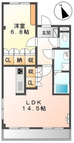 【間取】　居室とキッチンが別々の１LDKタイプの間取りです。