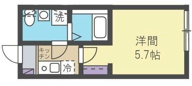 【間取】　居室とキッチンが別々の1Kです。
