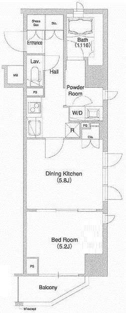 【間取】　居室とキッチンが別々の１DKタイプの間取りです。