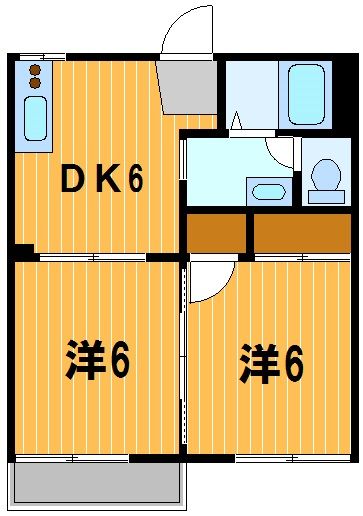 【間取】　居室とキッチンが別々の2DKタイプの間取りです。