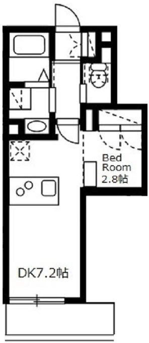 【間取】　居室と寝室が分けられるお部屋です。