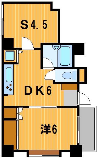 【間取】　居室とキッチンが別々の１SDKタイプの間取りです。